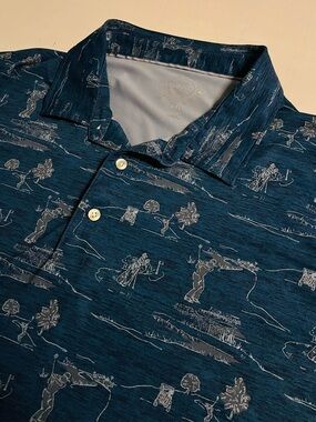 Jim Nantz Vineyard Vines Golf Polo Shirt All Over Print 2XL Stretch Performance